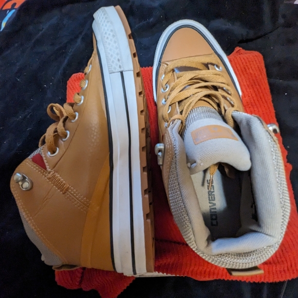 Converse All Stars mids Tan leather Size 10 Rare Shoe - Picture 5 of 10